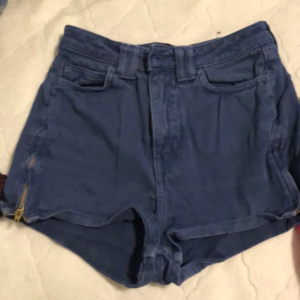 blue high waisted shorts